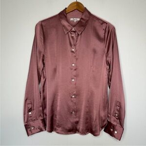 Madewell Darted Button up Shirt Size 10 Pink Woodrose Satin